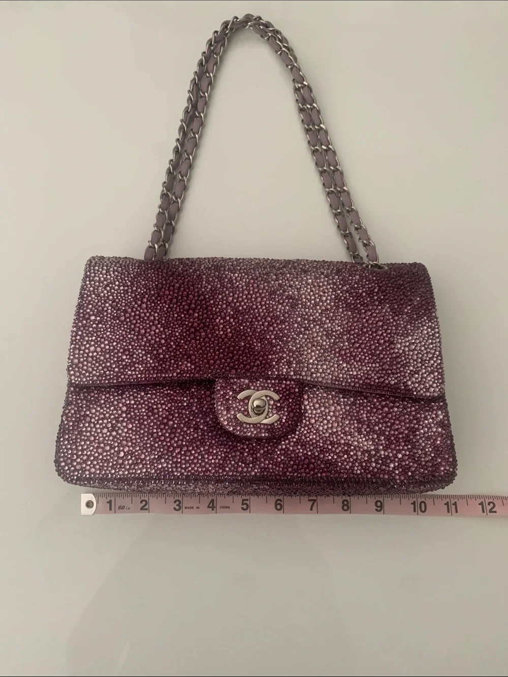 NWT CHANEL Sparkling Purple Shoulder Bag with Chain Strap FIRM. Unique!!